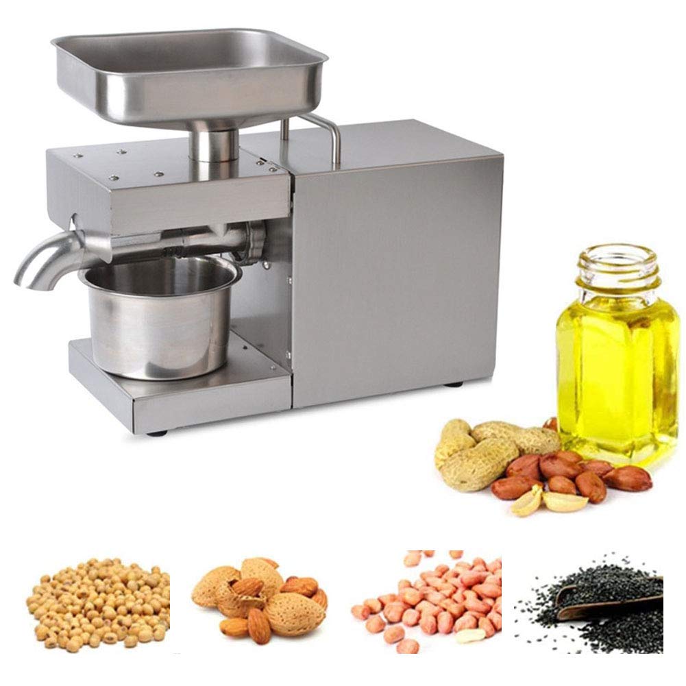 AYCDL Home Commercial Oil Press Machine Hot & Cold Oil Expeller 304 Stainless Steel Press Oil Extractor for Coconut Olive Peanuts 3-6Kg/H
