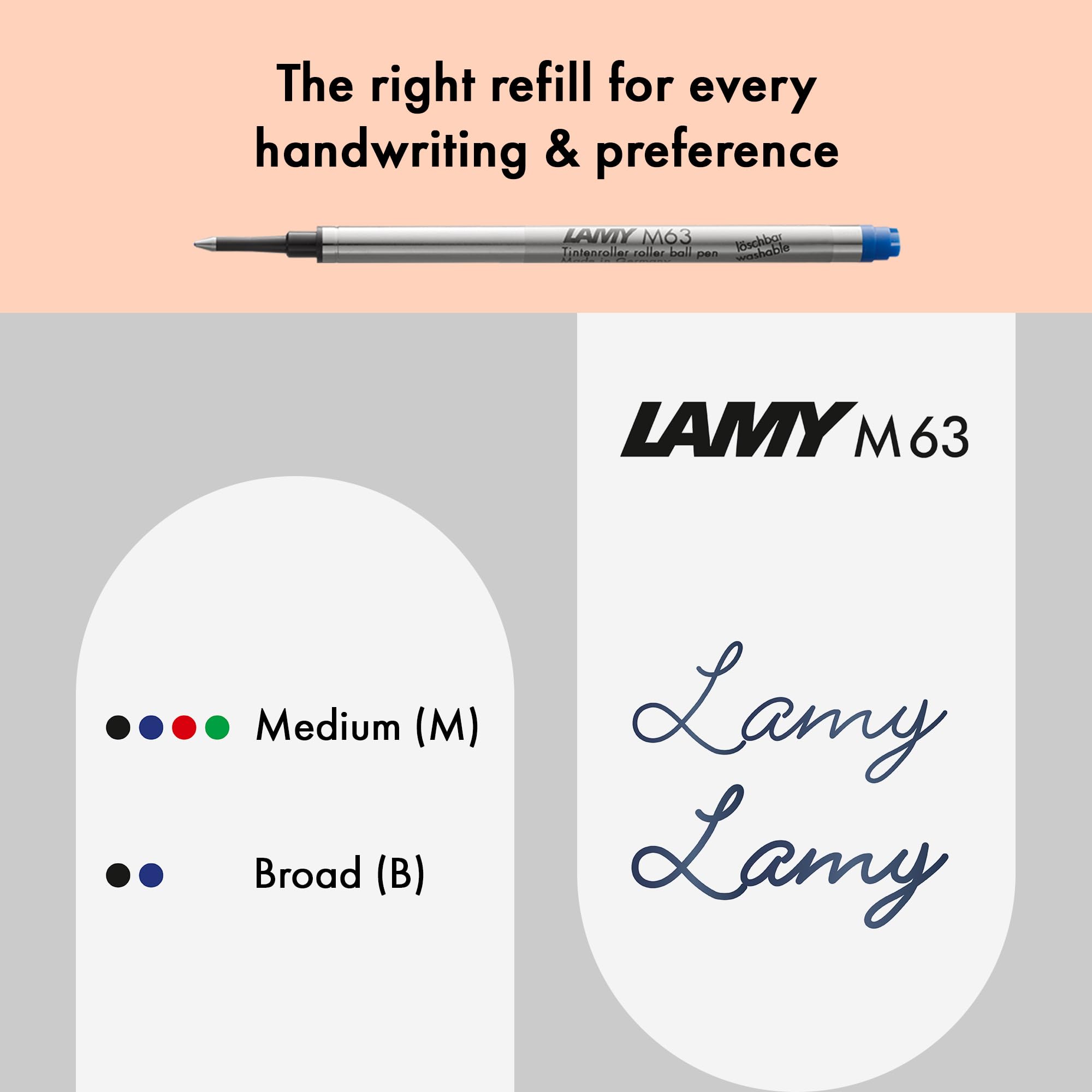Lamy studio pianoblack roller - universale con involucro elegante in metallo - con clip a forma di elica e larghezza di tratto M - con refill roller M 63 nero