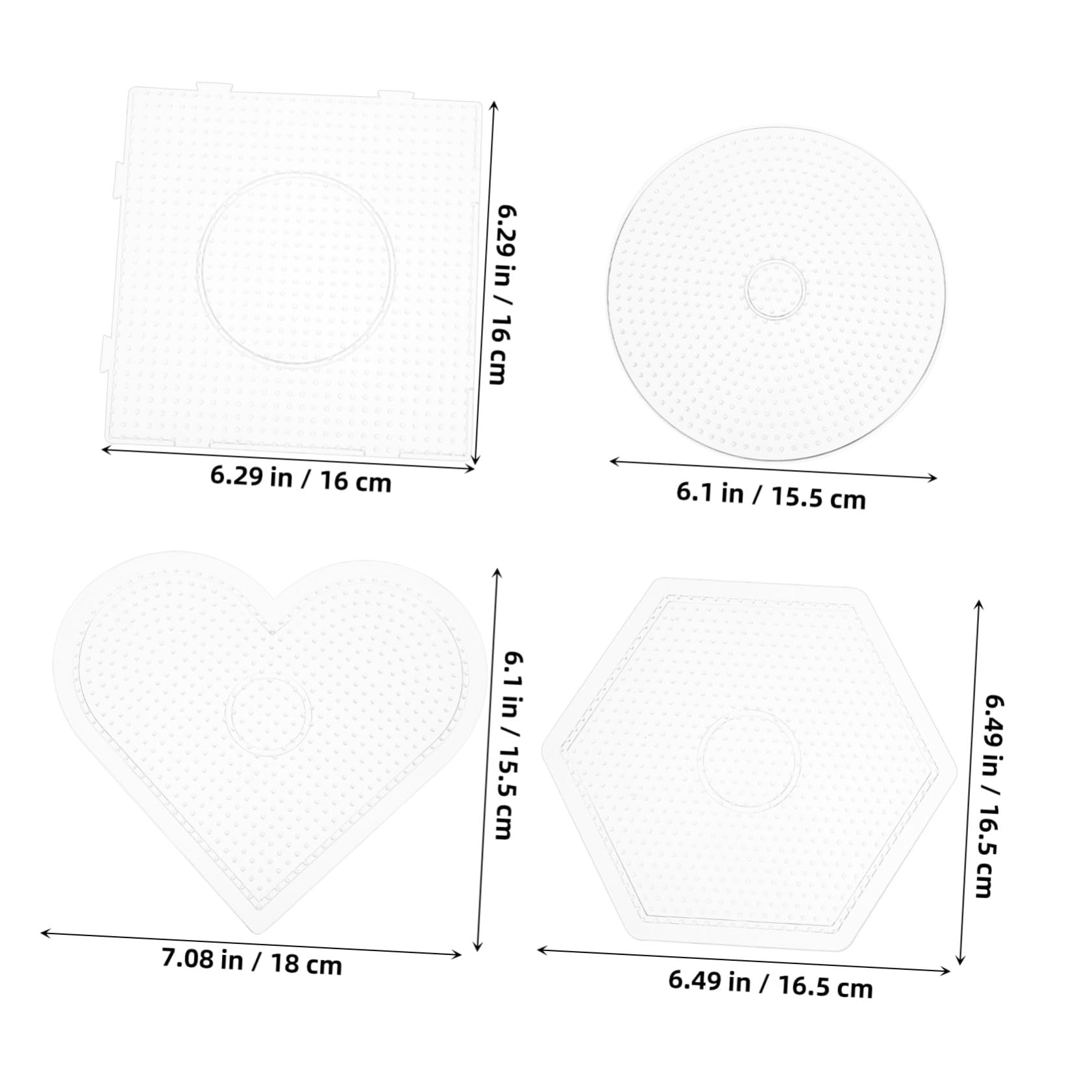 FRCOLOR Set de Plaques à Perles à Repasser Transparentes pour Ados Modèles Carrés Coeur Polygone Rond Kit Bricolage Créatif pour Perlage et Loisirs Créatifs