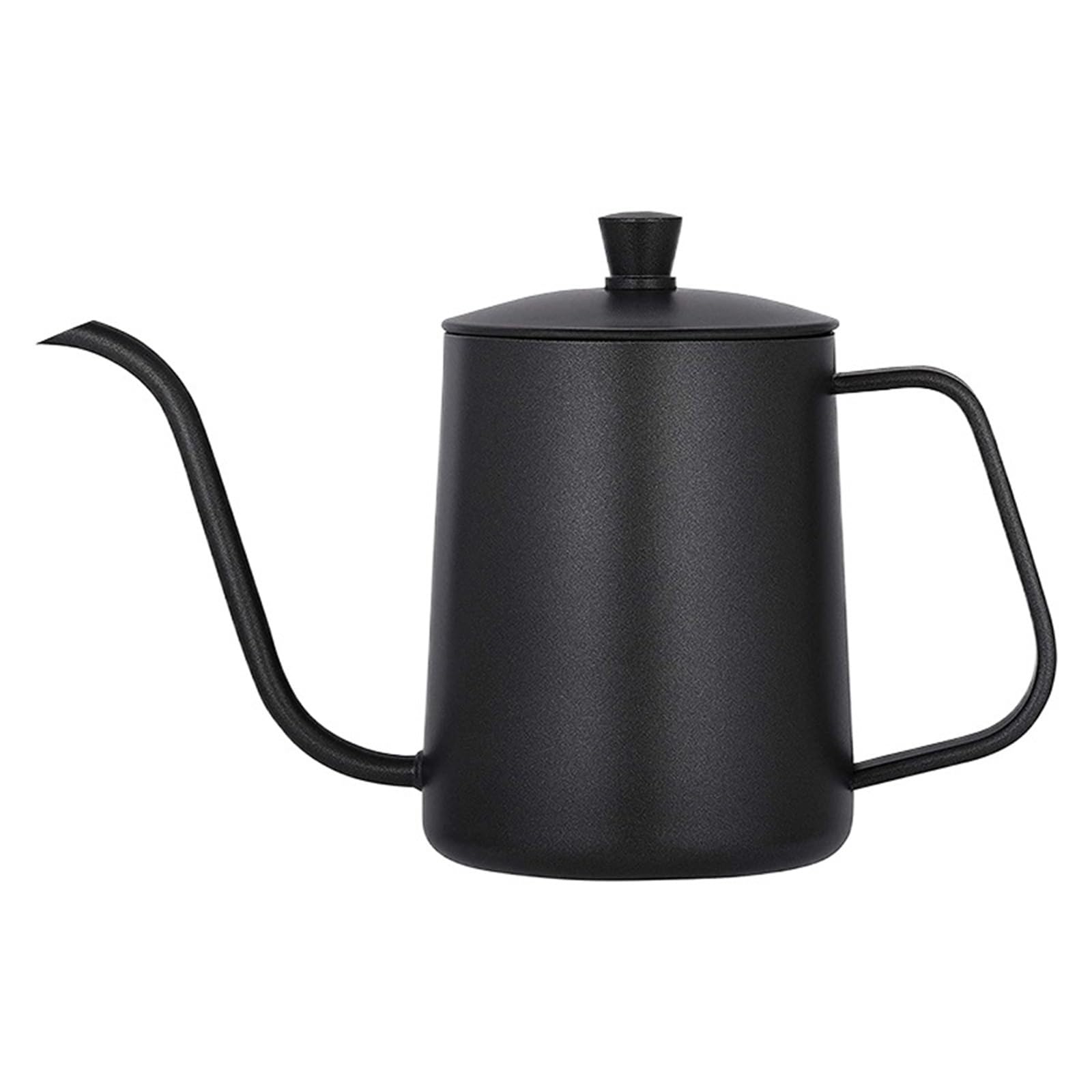 Hervidor De Café Tetera de goteo de 350ML/600ML, tetera de café con revestimiento antiadherente, tetera de goteo de café de boca fina con cuello de cisne de acero inoxidable Para Café，Té(Black 600ml)