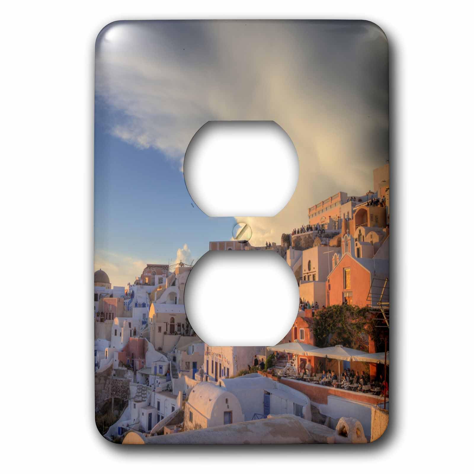 Bâtiments colorés de Santorin sur plaque double prise 3dRose lsp_81836_6 Darrell Gulin