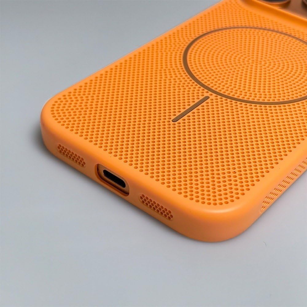 Chłodząca, oddychająca magnetyczna obudowa na telefon do iPhone'a 17 16 15 14 13 12 Pro Max 16 Plus 13 Pro 17 Air z rozpraszaniem ciepła, pomarańczowa, do iPhone'a 15 Pro