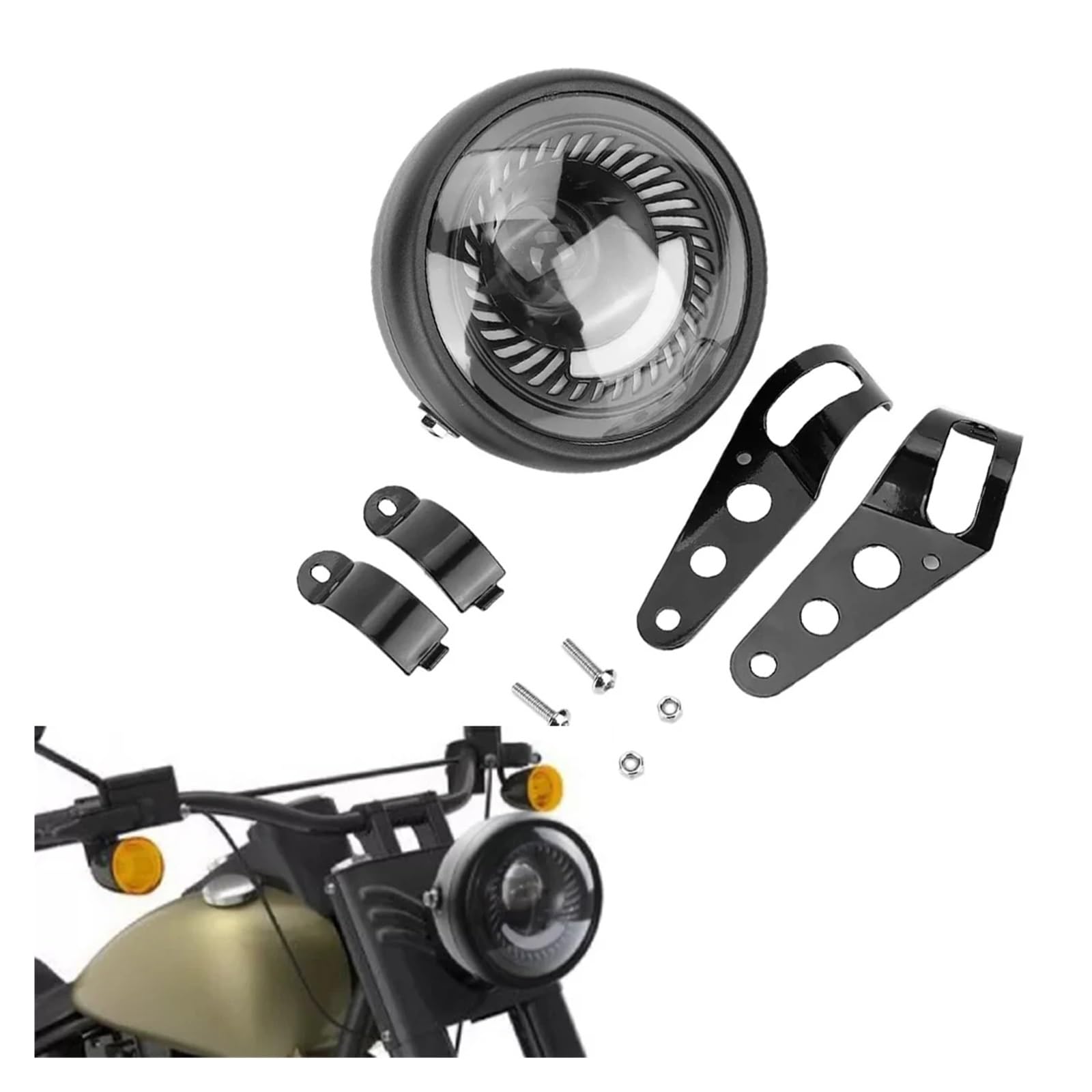 Faros Delanteras para DC12V Faro Delantero Universal LED para Motocicleta De 6,5 Pulgadas con Soporte