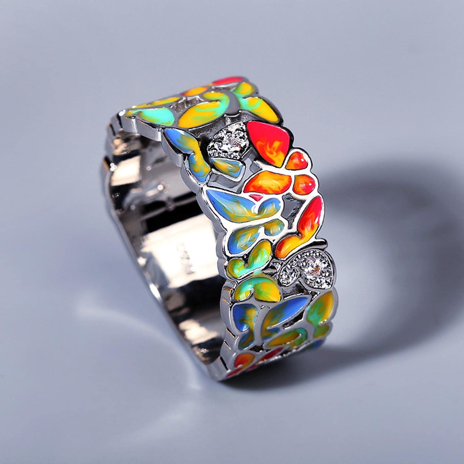 DarryDooly 2021 New Exquisite Ring for Women Gold Color Sparkling Created Pink Blue Sapphire Butterfly Trendy Fine Jewelry