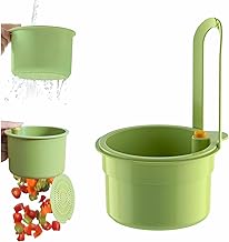 Audasi Adjustable Sink Filter Tray Tap, Plastic Kitchen Hanging Sink Drain Basket Multifunction Hanging On The Tap Sink Colander Drain Basket Easy Drain Filter with Bottom Release