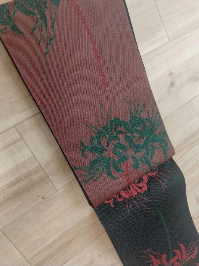 日本製帯】 上品彼岸花◇曼珠沙華柄古典半幅帯◇純浴衣