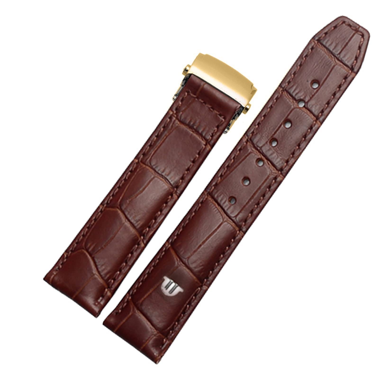 SAWIDEE 20mm 22mm Genuine Leather Watch Strap， For Maurice Lacroix Watchband Folding Buckle Leisure Business Cow Leather Bracelet
