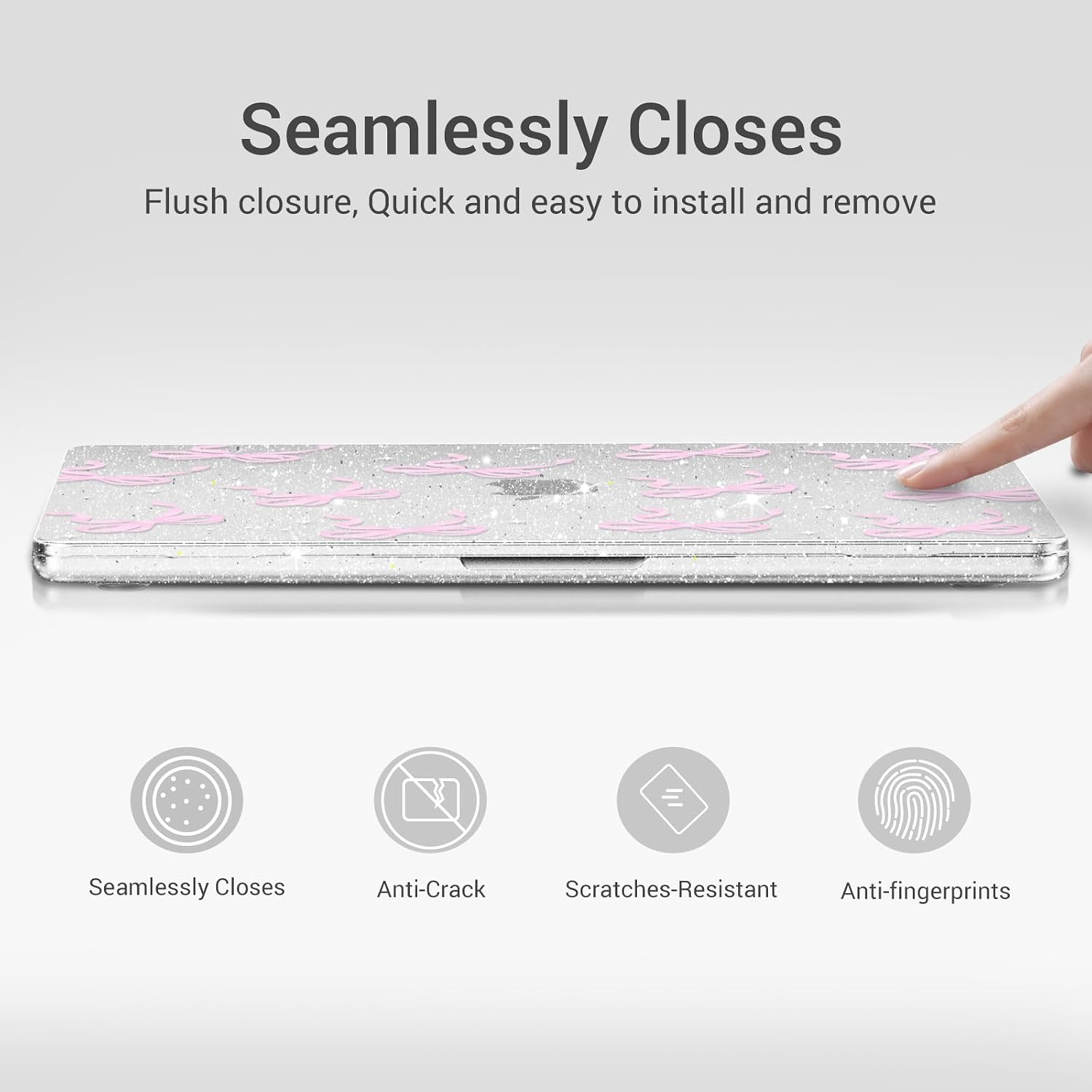 MOSISO Compatible with MacBook Neo 13 inch Case 2026 Release Model A3404 with A18 Pro Chip, 3 in 1 Kit Ribbons Bows Sparkly Scratches-Resistant Protective Hard Case&Keyboard Cover&Screen Film, Pink