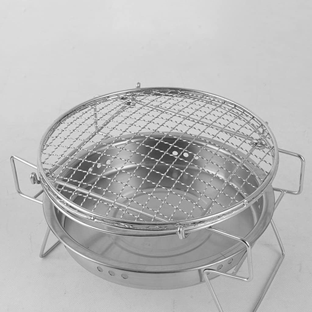 Stainless Steel Round Barbecue Rack Folding Campfire BBQ Charcoal Grill Combo