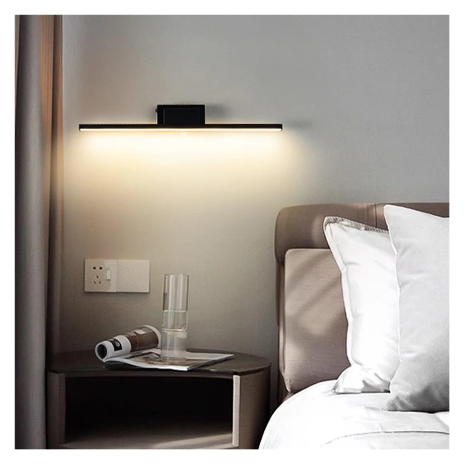 Kinkiet LED z możliwością ładowania Lampa lustrzana, przyciąganie magnetyczne baterią USB do nocnego oświetlenia korytarza w sypialni,Długotrwałe użytkowanie | 5500 7000k,Nero