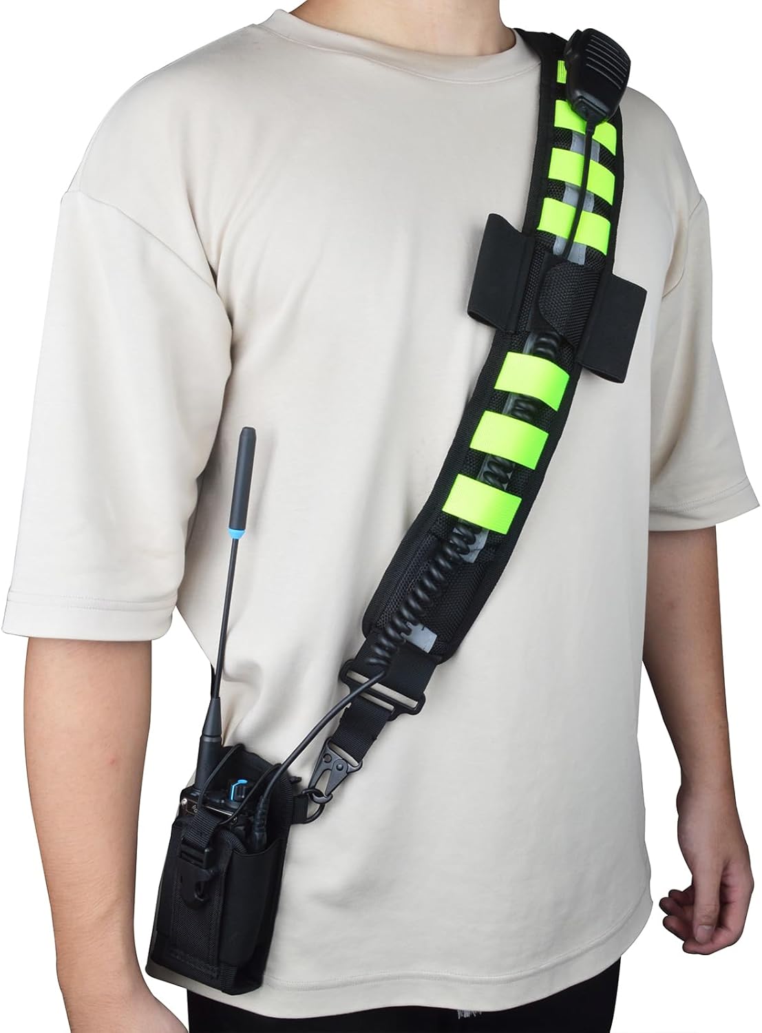 TWAYRDIO Radio Strap Holster Kit, Adjustable Wide Shoulder Strap with Mic Clip & Anti-Swing Padded Design, Compatible with Various Types of Walkie-Talkies