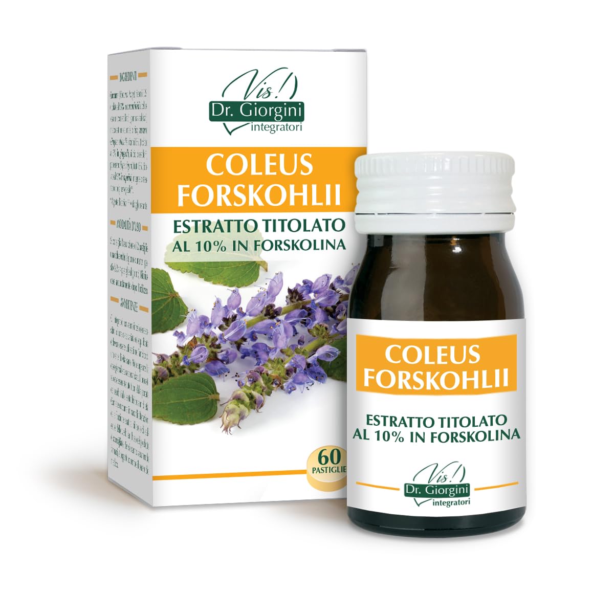 Dr Giorgini Integratore Alimentare, Monocomponenti Erbe Coleus Forskohlii Estratto Titolato al 10% in Forskolina Pastiglie - 30 g