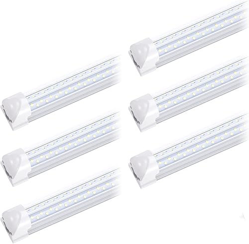 FALANFA Luz de tubo integrada en forma de V T8 de 8 pies, doble lado, 4 filas, lámpara LED de 120 W, AC85-277V 14400 lúmenes 6000 K blanco frío, luz