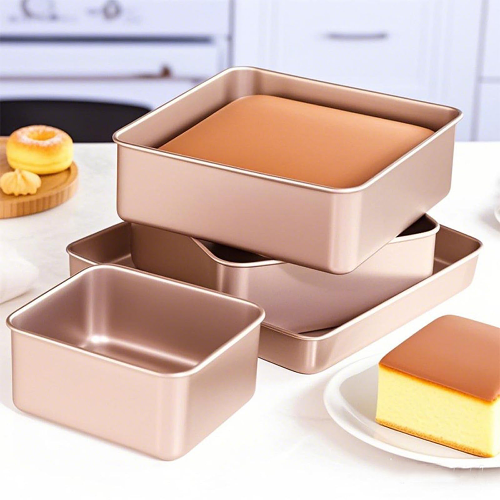 Teglia quadrata antiaderente Stampo per torte da parete in metallo con rivestimento a rilascio facile per l ' uso a bagnomaria e la preparazione dolci domestici Teglia quadrata Castella Bakeware