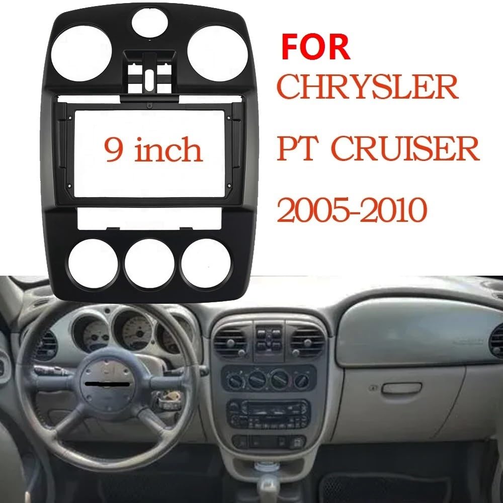 Montaje Autoradio Marco Adaptador de Marco para Sistema Audio Coche 2 DIN Compatible con Chrysler PT Cruiser 2005-2010 Pantalla Grande 9"
