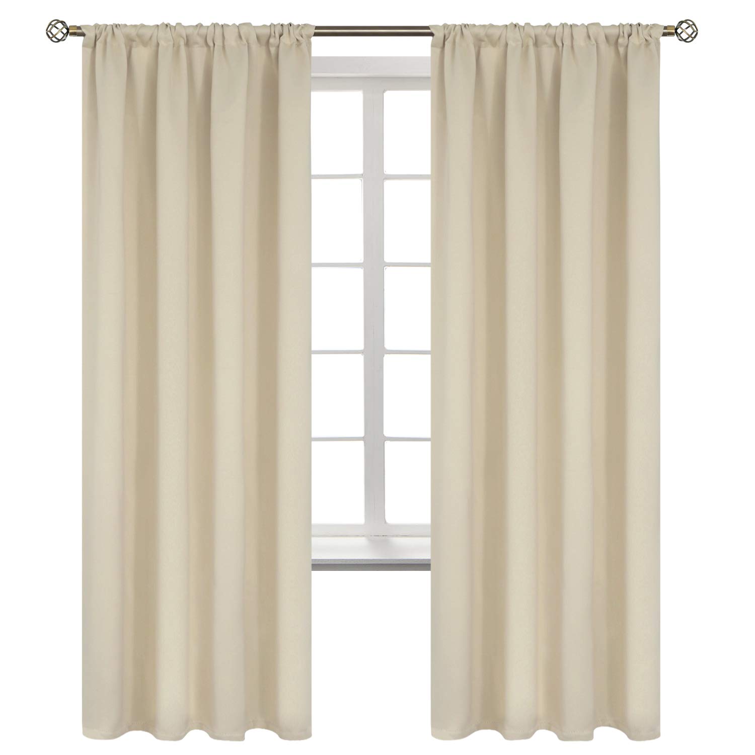 BGment Beige Room Darkening Curtains 72 Inches Long - Rod Pocket Thermal Insulated Blackout Window Drapes for Living Room Bedroom, 42 x 72 Inch, 2 Panels โ image 1