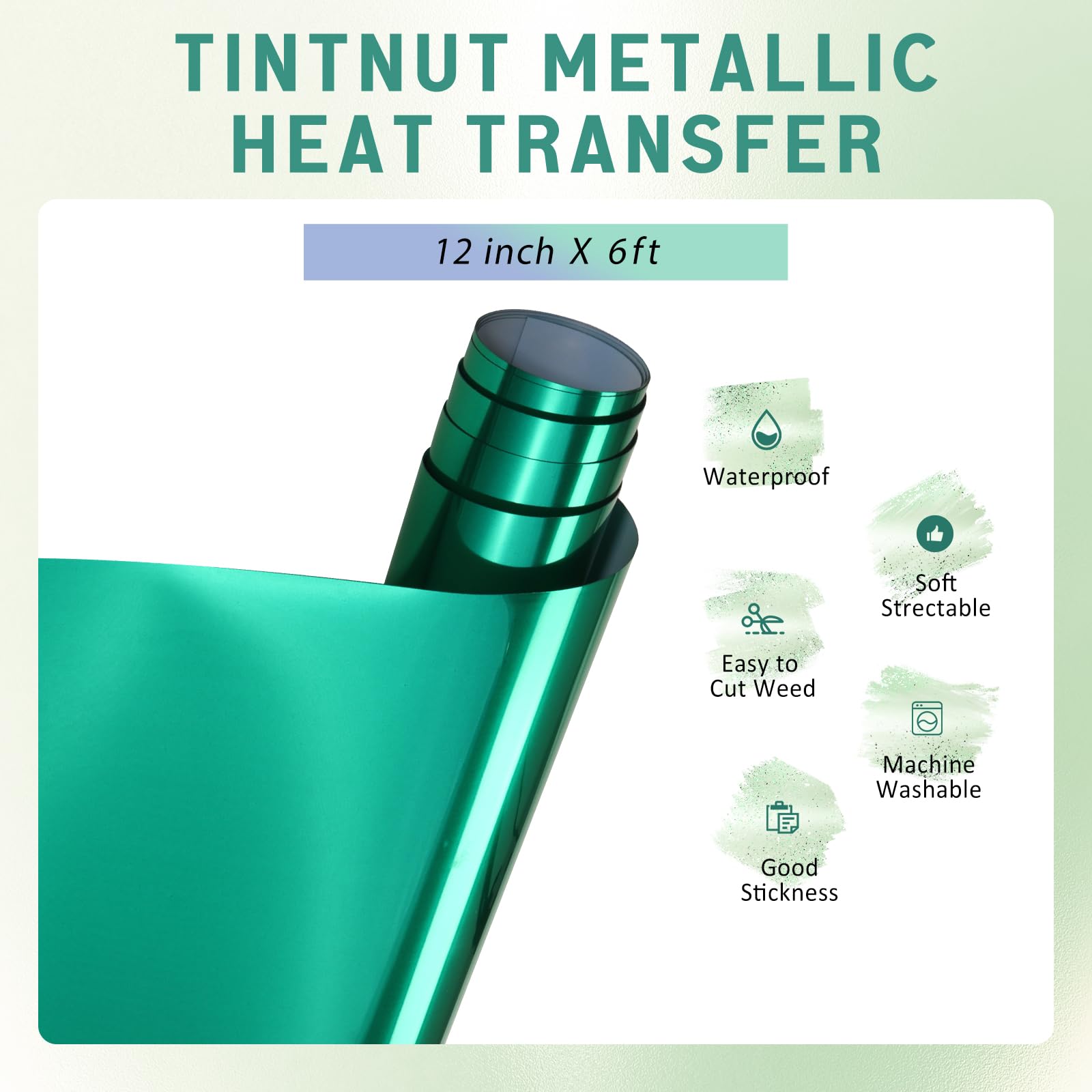 Tintnut Rollo de vinilo termotransferible de 12 pulgadas x 6 pies, vinilo holográfico para planchar para camisetas, compatible con Cricut o Silhoutte Cameo