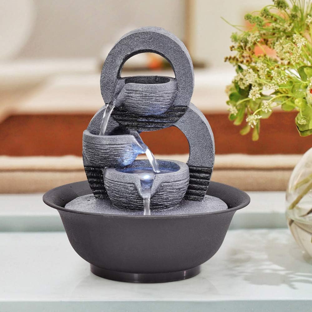 Tabletop Water Fountains Indoor Waterfall and Calming Water Sound Relaxation Desktop Fountain