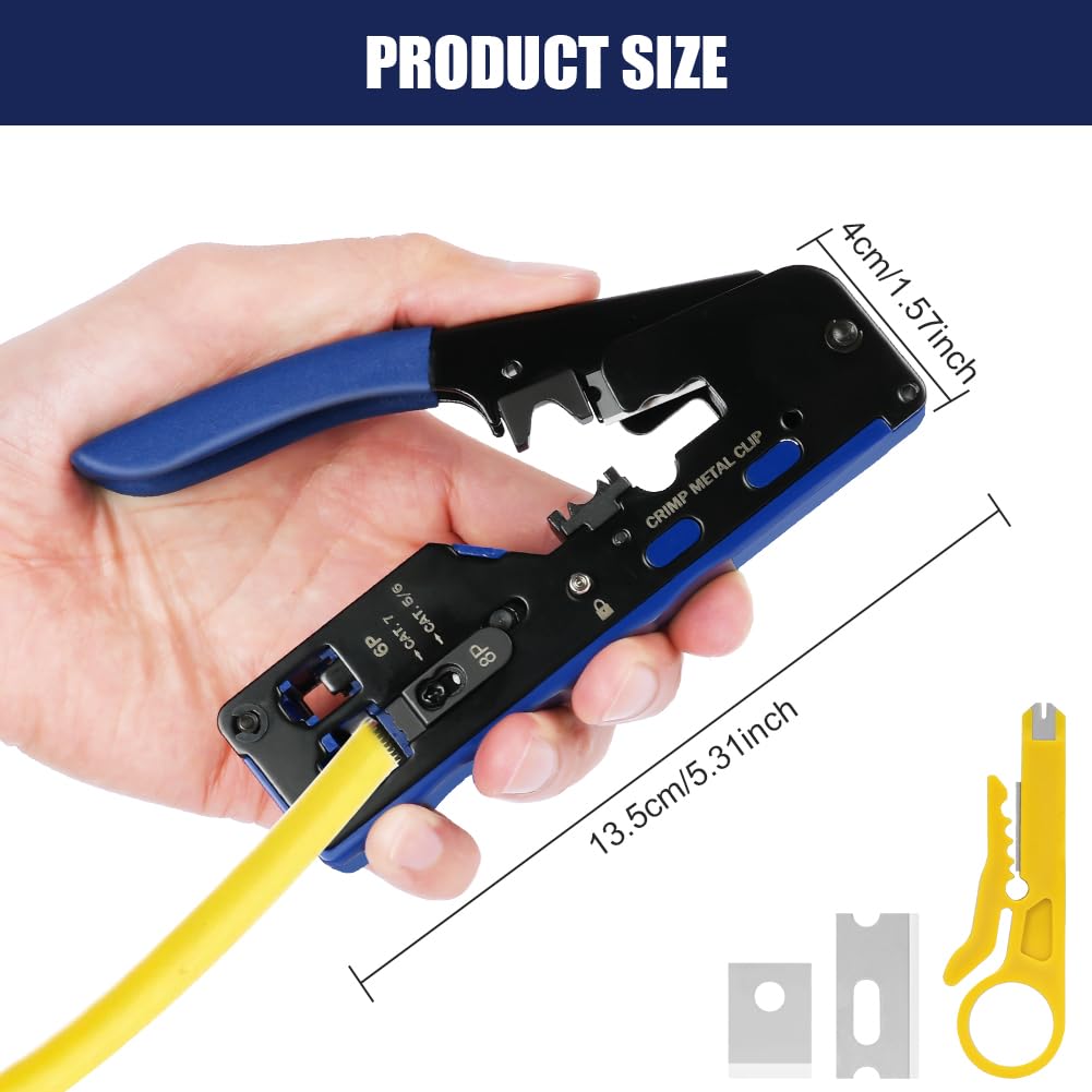 Narzędzie do zaciskania RJ45 do złączy sieciowych Cat5 Cat5e Cat6 Cat6a Cat7 RJ45 Crimp Network Plug and 6P RJ11 Phone Jack All-in-One Narzędzia cięcia, wsporniki cięć, paski