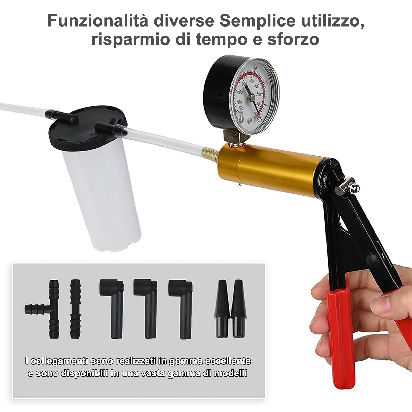 Freni Auto Dispositivo per aspira Liquido Freni Kit,Professionale per Spurgo Liquido Freni Set,Pompa Manuale per Svuotare Facilmente i Freni di Auto e Moto