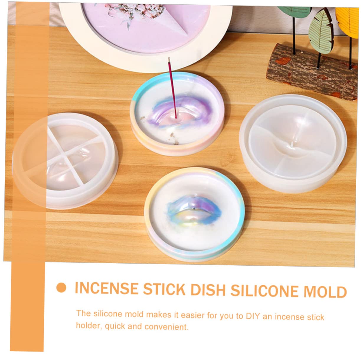 COHEALI 3 Set Di Stampo in Silicone Per Vassoio Di Incenso Stampo in Resina Epossidica Per Artigianato in Silicone Per Artigianato 2 Pezzi * 3