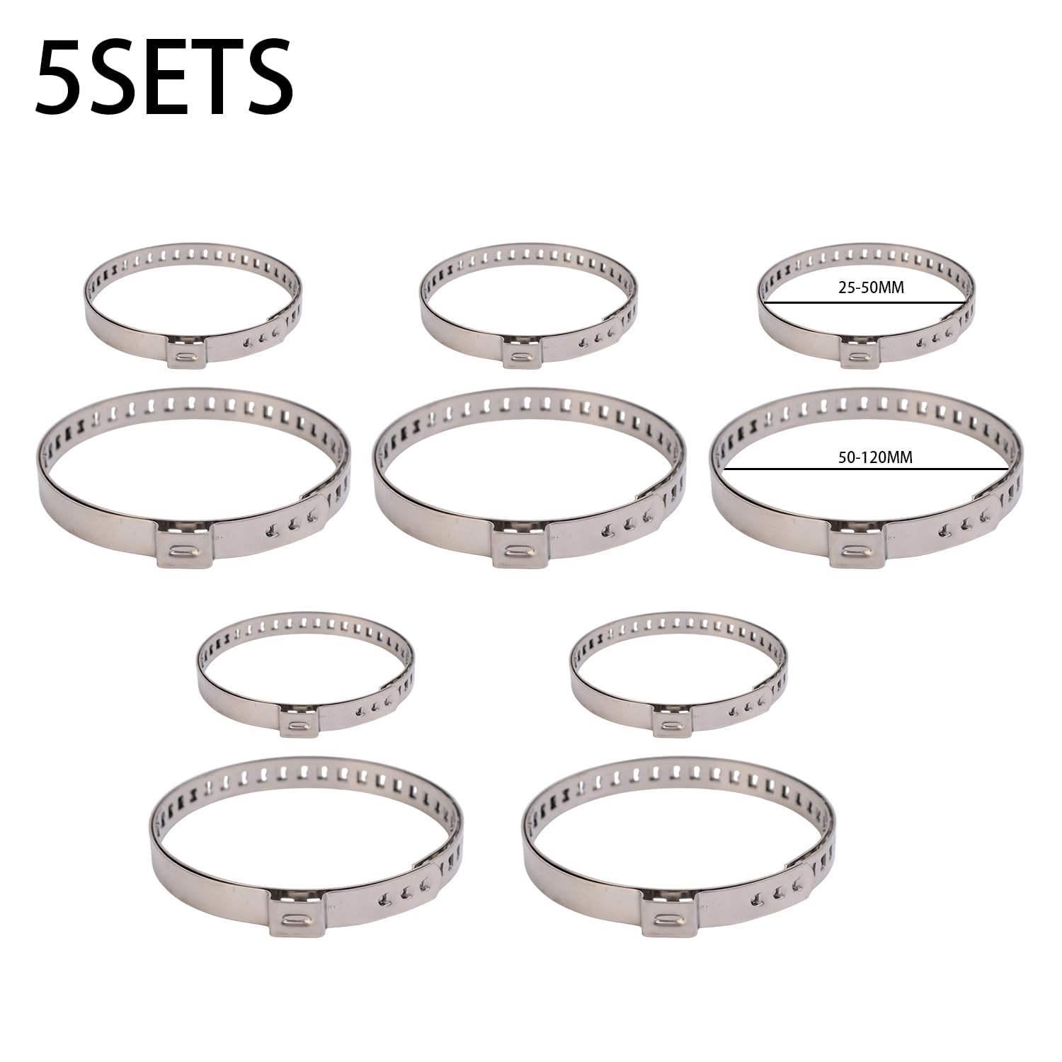 Buty CV Zestawy obejm przegubu homokinetycznego do wału napędowego ze stali nierdzewnej, regulowane obejmy 25-50 mm, 50-120, akcesoria samochodowe(5set)