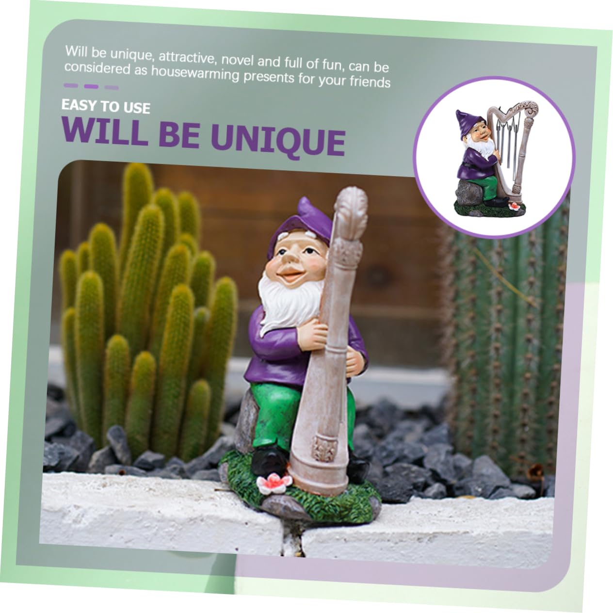 Sosoport GNOME De Jardin Résine avec Éolien Décoration Extérieure Ornement De Jardin Anniversaire