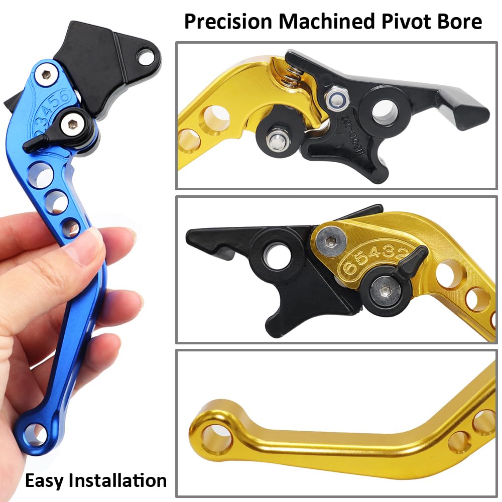 1 Paio Leve Frizione Freno Moto 22mm Motociclo Leva Maniglia Pompa Freno Frizione Regolabile CNC Alluminio Maniglia Leva del Freno Doppio Disco Scooter Universali Argento
