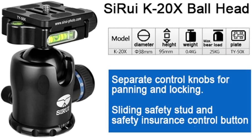 Sirui KX-Series Aluminium Tripod Head incl. TY-Series Quick Release Plate - Black (K-20X)