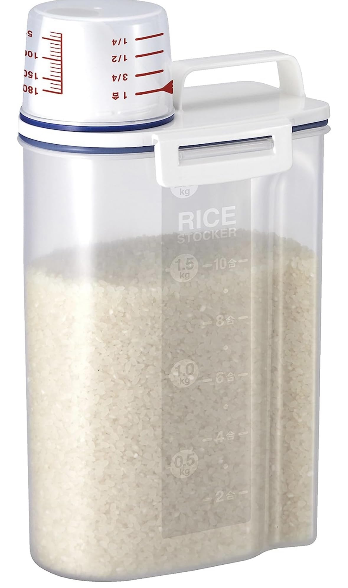 JJTC, Rice Container Bin with Pour spout, plastic clear. storage Bin, kitchen organizer.