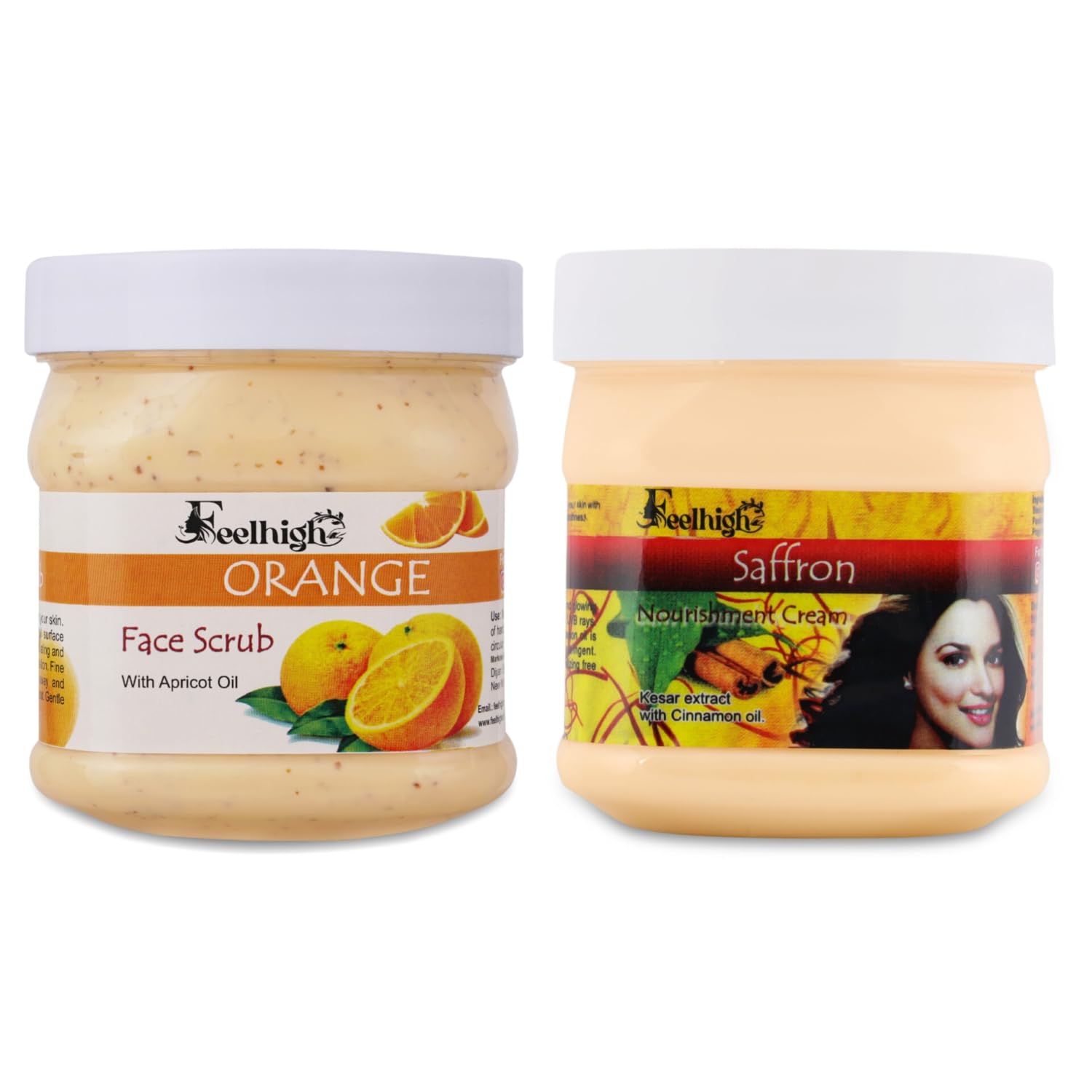 Combo Orange Face Body Scrub 500ml Enriched with Orange Extract for Dead Skin Cell Removal and Hydration & Saffron Face Moisturizing Cream 500ml Enriched with Saffron Extract | Pack of 2 | Men and Women Facial Kit-picture-48