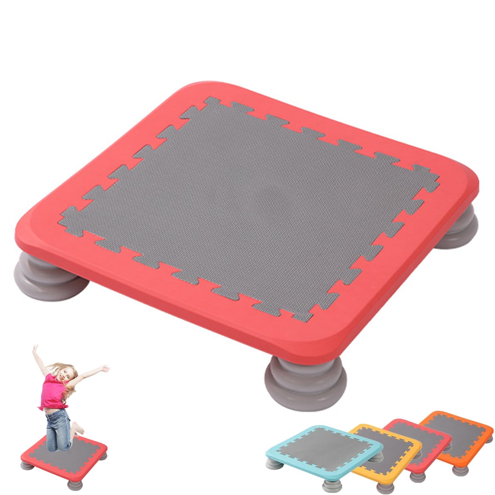 Square Sensory Trampoline Bouncing Board with Non-Slip Base, Autism Sensory Training Equipment for Children Indoor Outdoor