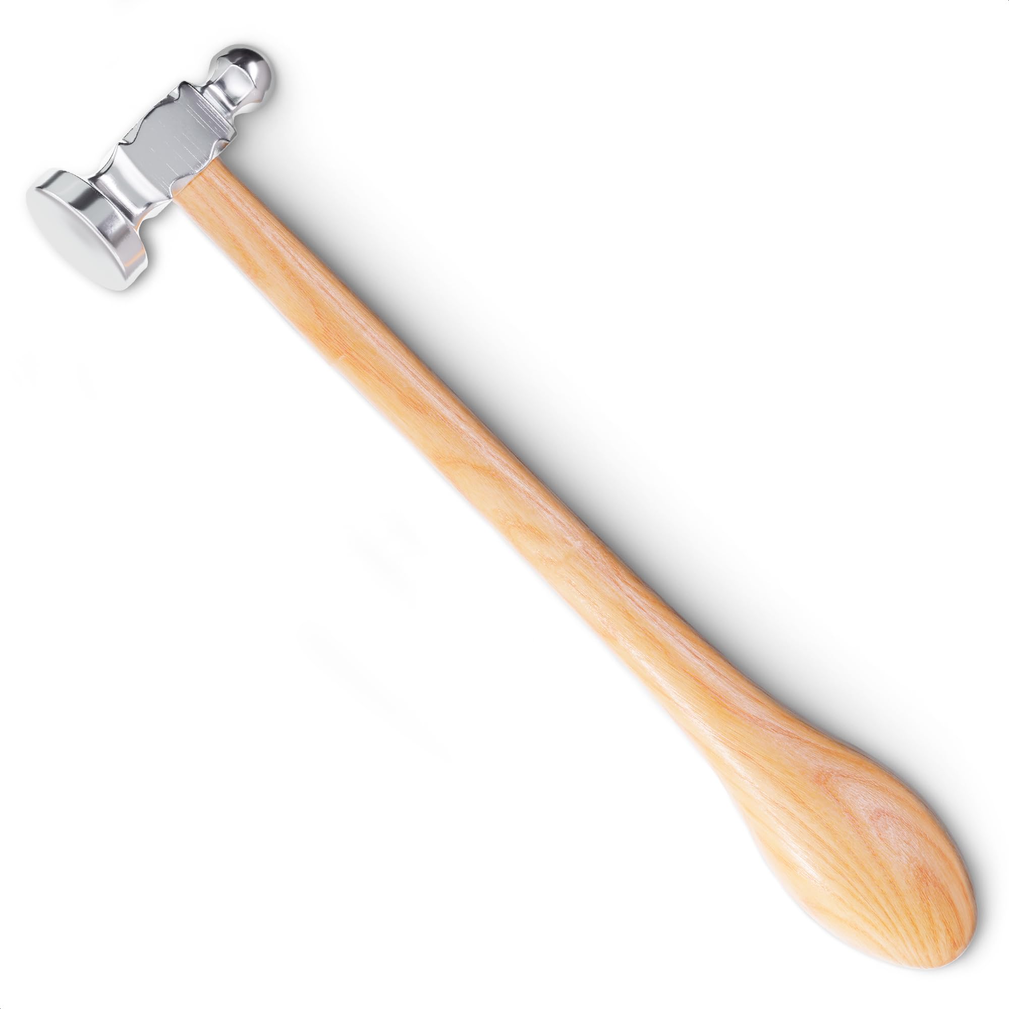 Chasing Hammer for Jewelry Making, Two-Sided, 10 Inch Wooden Handle