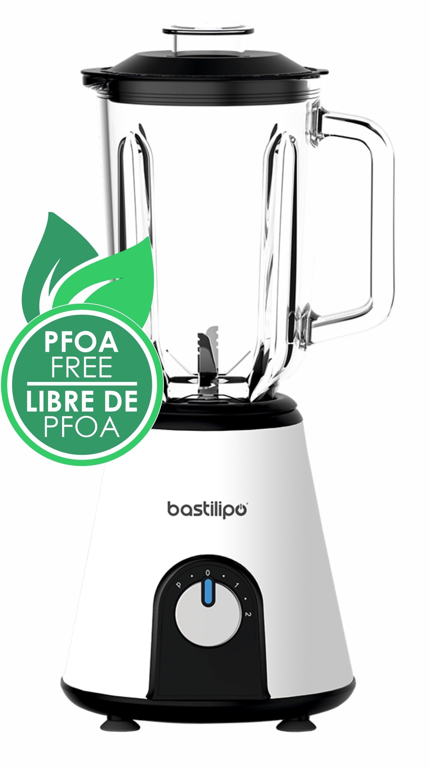 Frullatore BVA-800 B – Frullatore 800 W con 6 lame in acciaio inox e caraffa in vetro da 1,5 litri – 2 velocità con funzione Pulse