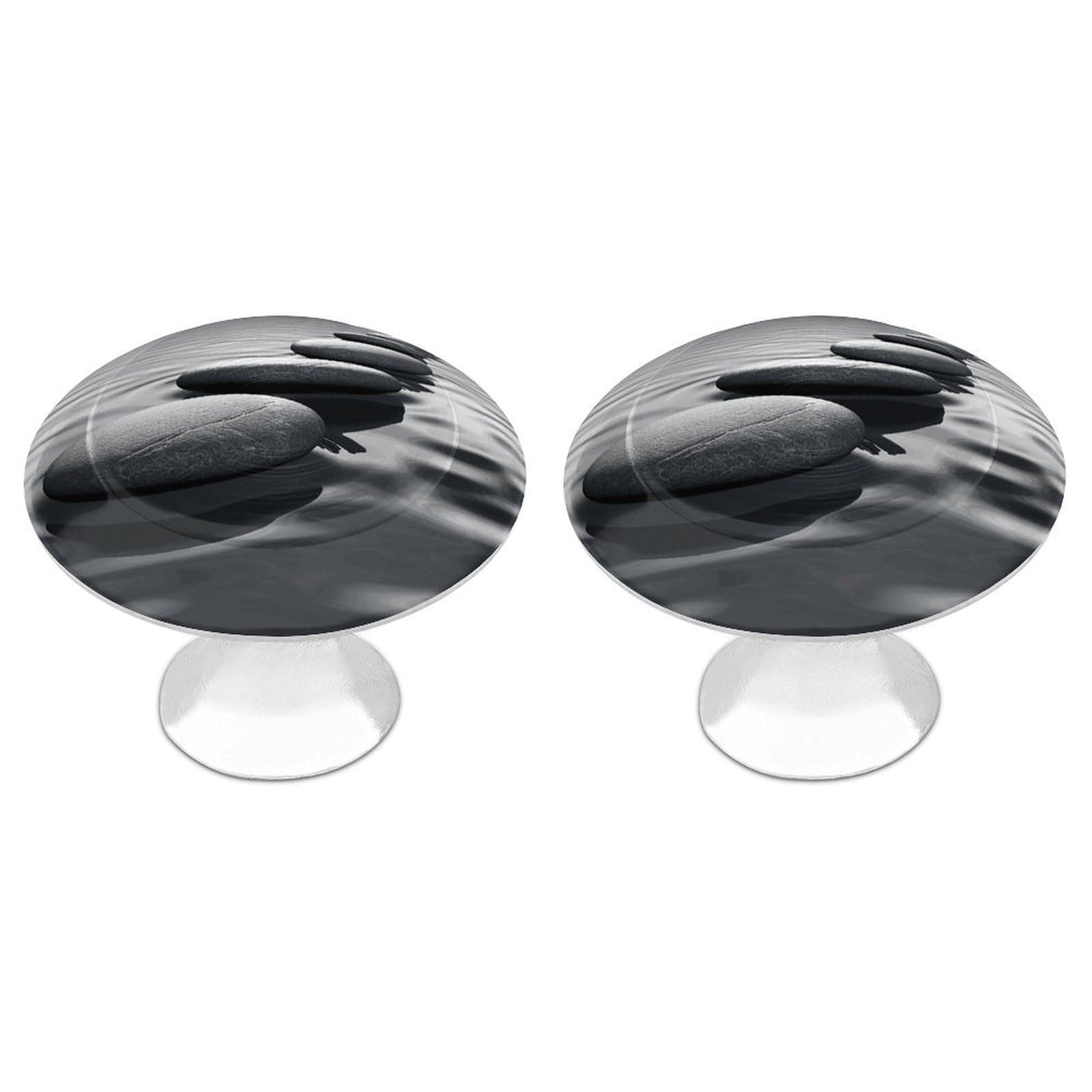 Btcowzrv Style Grey Zen Stones Picture 2 Pack Cabinet Knobs Drawer Pulls