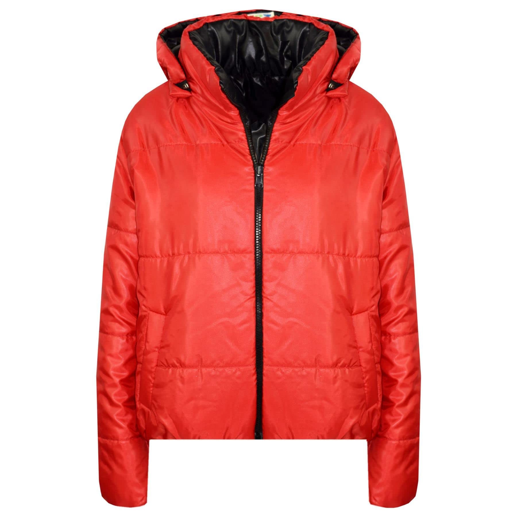 A2Z 4 Kids Dziewczyny Chłopcy Kurtka Dwustronna, Krótka, Z Kapturem, Wyściełana Podszewką Kurtki Puchowe - Reversible Jacket 492 Red 7-8.