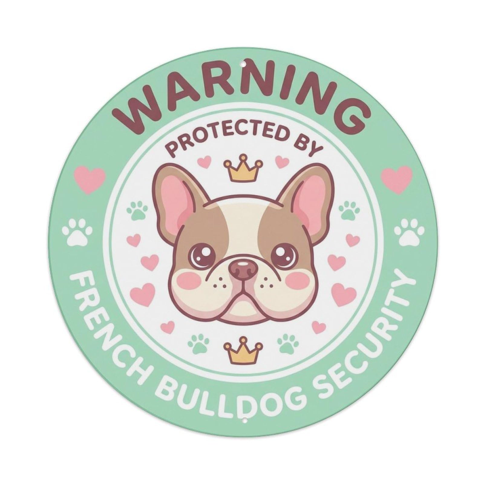 French Bulldog Security Warning Vintage Green Metal Tin Sign