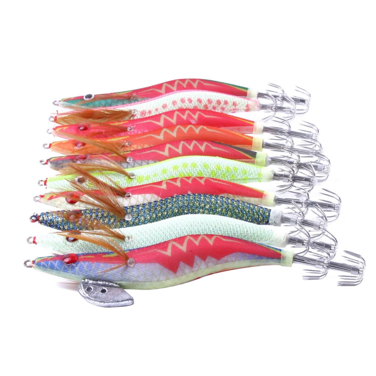 Toyvian 10 Señuelos de Pesca de Plástico Luminosos Fuerte Resistencia Corrosión, Tamaño 14x3x2cm y Calamares Ideales para Agua Salada y Dulce para Agua Salada Dulce