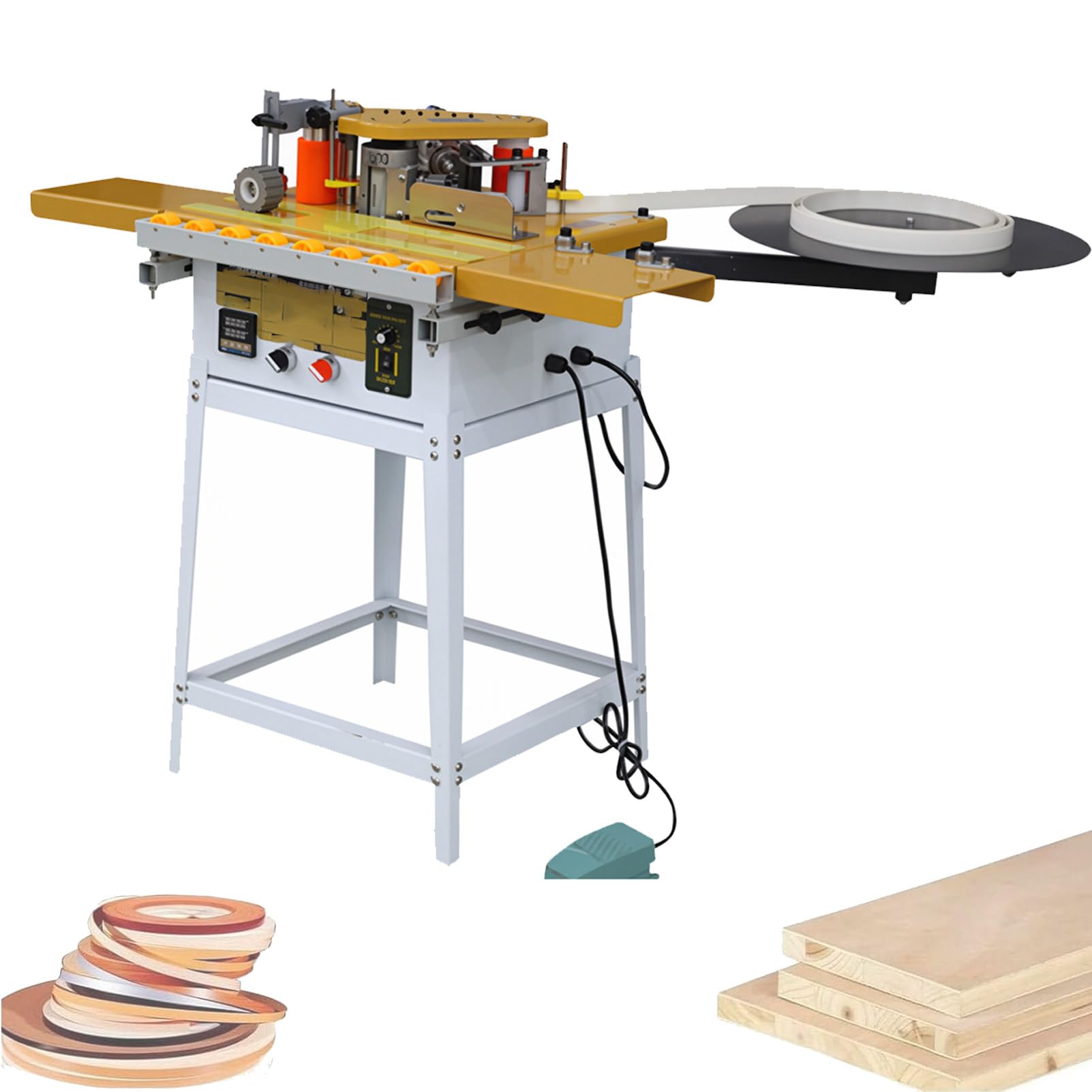 Pnpaea Woodworking Edge Banding Machine,1200W Right Angle Curve Straight Line,Double-Sided Gluing,for Panel Edges,for efficient edge trimming of decorative materials Widened(Lengthened)(Elevated)