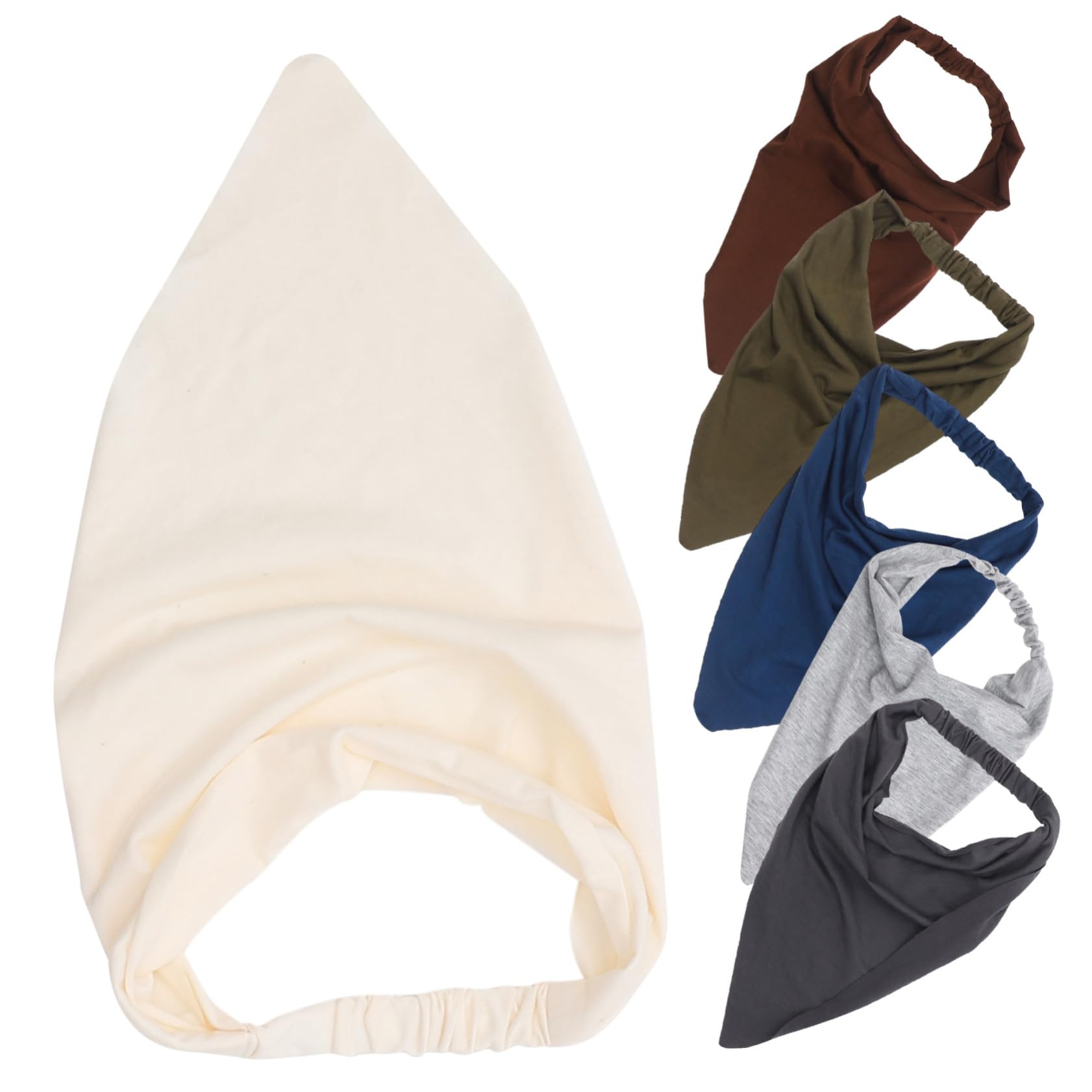 KOMBIUDA Bandana Triangulaire Élastique pour Femme 6pcs en Coton et Polyester, Confortable et Facile à Porter, Style Bohème Élégant pour Cheveux, Accessoire Anti-Glisse