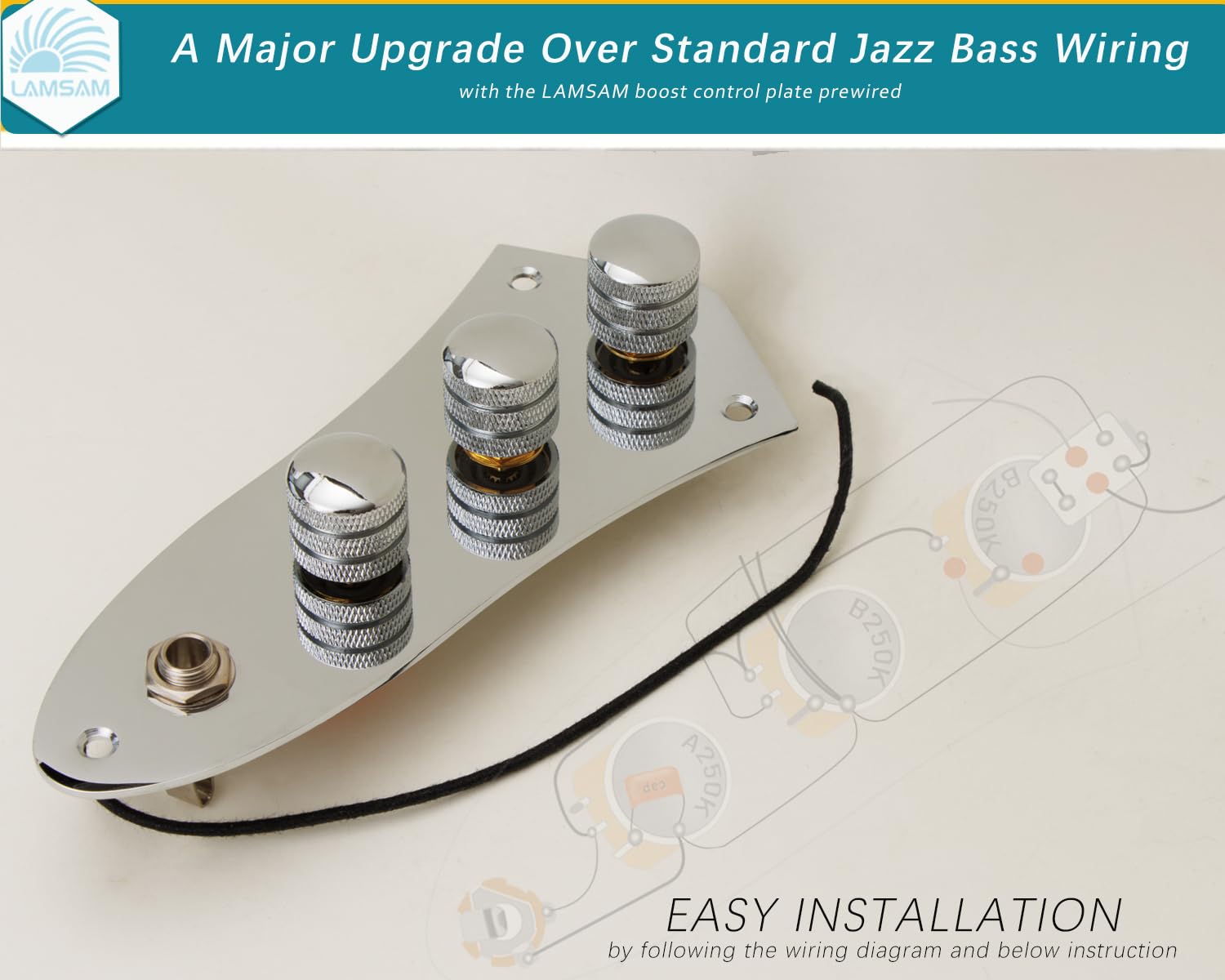 Amazon.com: Prewired Jazz Bass Control Plate, Full‑Size 250K Brass