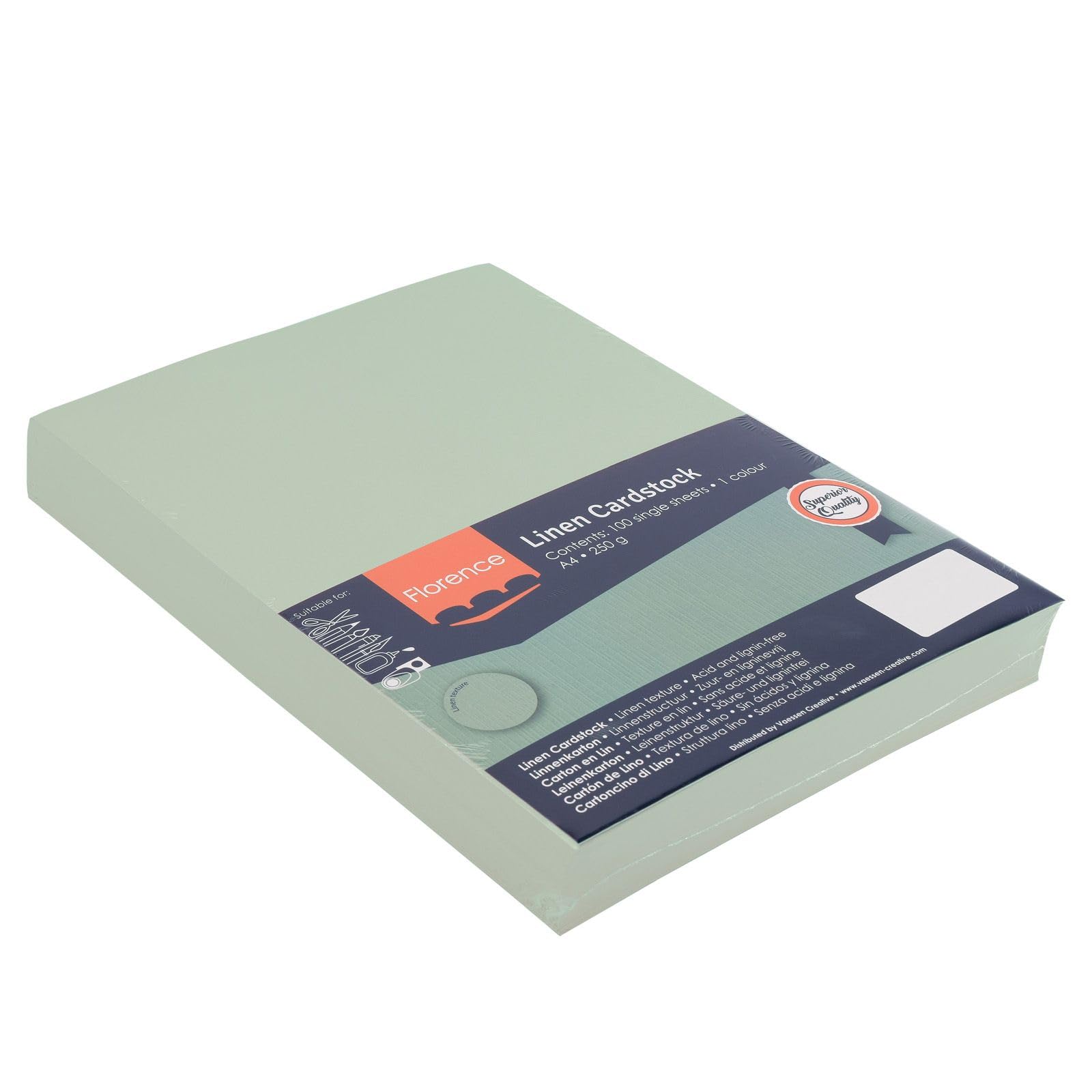 Florence Cartoncino di Lino A4-100 pz - Aqua (Blu) 250 g - Creazione di Biglietti, Scrapbooking – Inviti Eleganti, Scatole da Regalo e Progetti Artistici - Pesante e Resistente