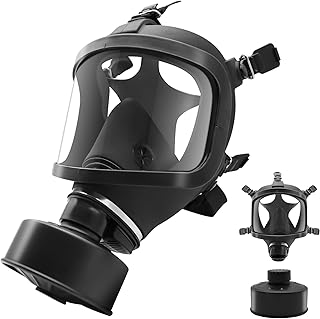 Military black Full Face Reusable Gas Mask And Chemical Survival Mask, Ski With 40Mm Activated Carbon Filter To Protect Ag...