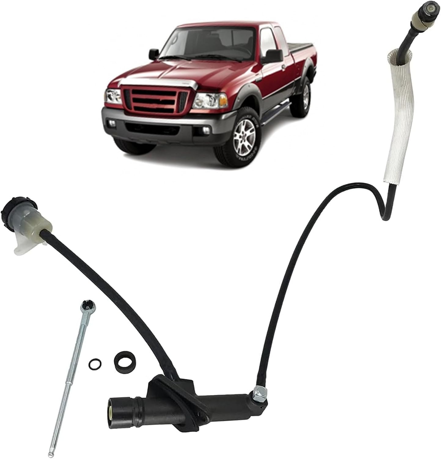 Clutch Master Cylinder and Line Assembly Compatible with 1988-1991 Compatible with Ranger Compatible with 1988-1990 Ford Bronco II Replace 32476QQ, CC649008, 136.65703