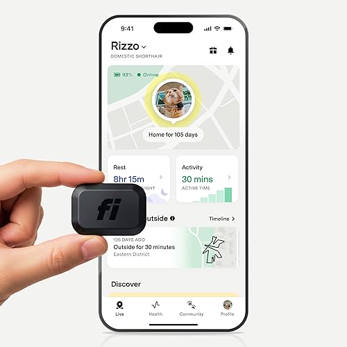 Fi Mini GPS Tracker for Cats — Lightweight Collar Attachment,