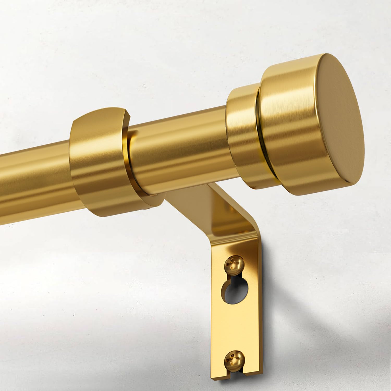Gormena Gold Curtain Poles 80-218cm 25mm Diameter Extendable Ceiling Metal Curtain Rod Blackout Heavy Duty Telescopic Window Curtain Pole for Bedroom Living Room Easy Installation