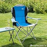 Trail High Back Folding Camping Chair Luxury Padded Seat Heavy Duty Tubular Steel Cup Holder Armrest Lightweight Portable Outdoor Garden Carry Bag