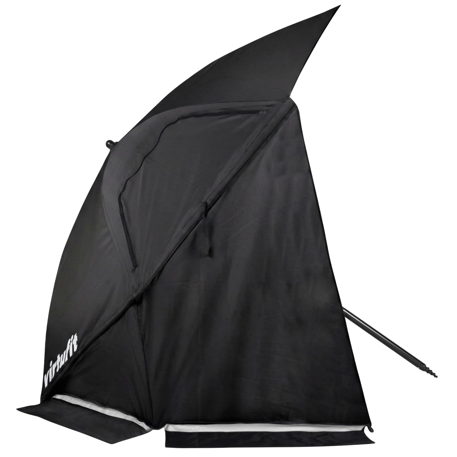 VirtuFit Parasol de plage de qualité supérieure - 200 cm - Noir - Parasol avec protection contre le vent et la tente de plage - Protection solaire UV50+ pour la plage, le camping et le jardin