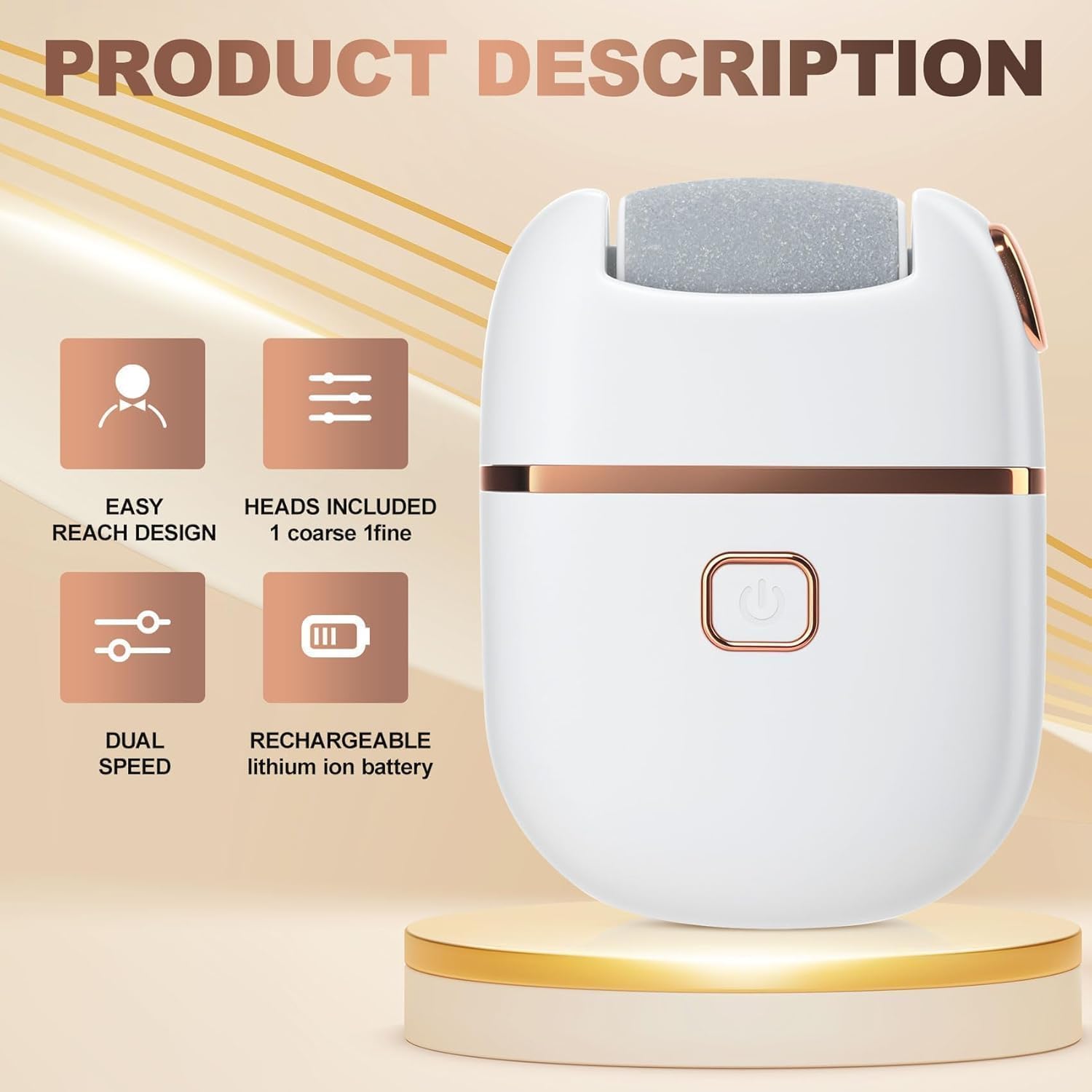 Aanahil Electric Foot Callus Remover | Rechargeable Pedicure Tool for Hard & Dead Skin | Feet Dead Skin Remover with Pedicure Roller Head – Smooth & Soft Feet (Grey) 2