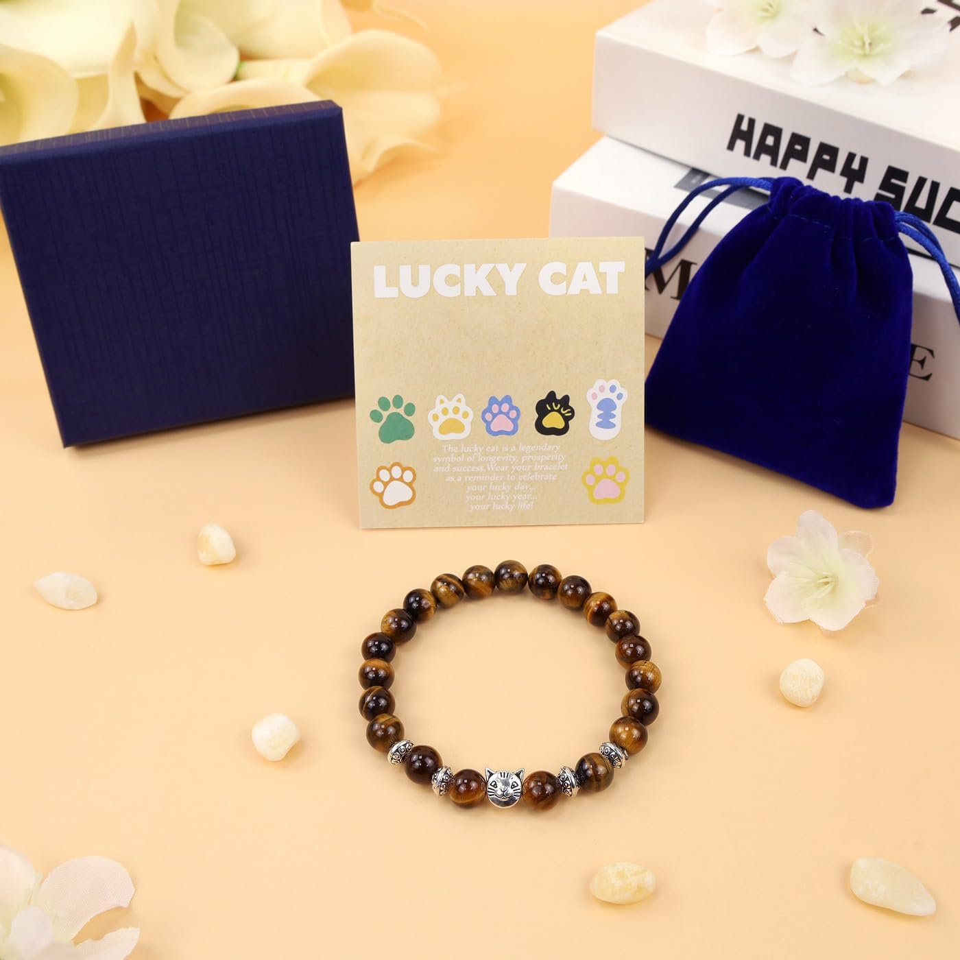 MAIBAOTA Elephant Gifts for Women Elephant/Cat/Turtle/Owl Bracelet 8 mm Round Gemstones Animal Style Bracelets Stretch Bracelet Christmas Gifts for Women - Image 2